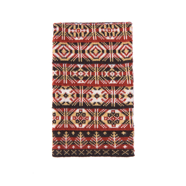 Design 7) - 4-colour Old Pattern Scarf with Large Motifs, Leaves at Ends -  Mini - C951 - BAKKA