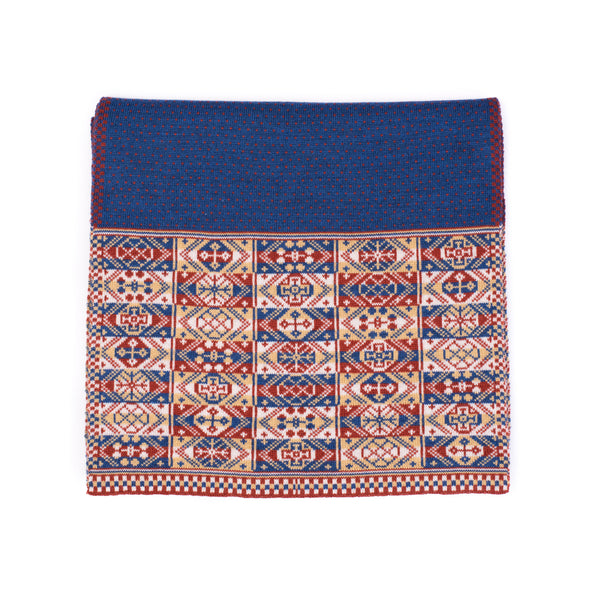 Design 4 -  Heritage Scarf with blue and rust centre - BAKKA